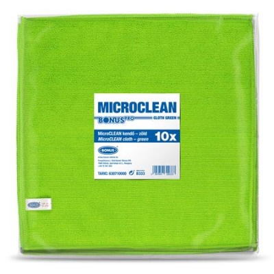 Törlőkendő, univerzális, 10 db, 32x32 cm, BONUS "MicroCLEAN", zöld